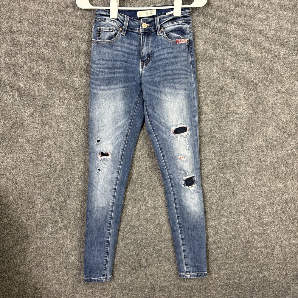 KanCan Jeans Womens Size 3 / 25 Blue Distressed Skinny Aztec